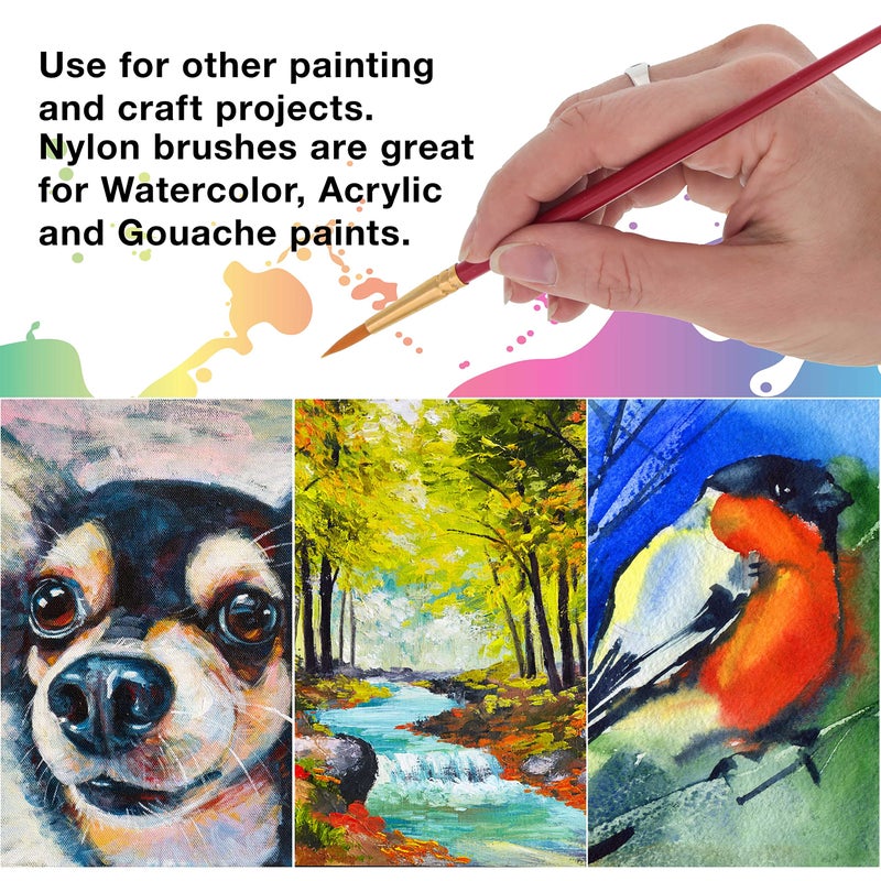 Custom Body Art 6 Piece Nylon Hair Face Painting Brush Set - 4 Round Size 2-4-6-10, 2 Flat Size 8-12 alos Great for Watercolor and Acrylic Paints - Image 5